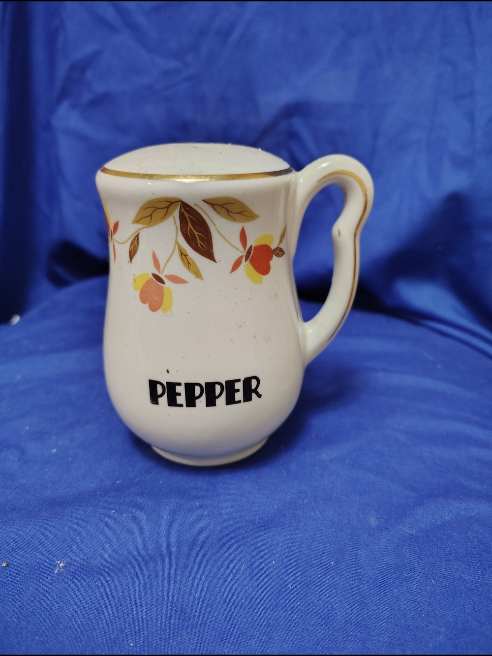 Vintage Ceramic Pepper Shaker Jug with Floral Motif
